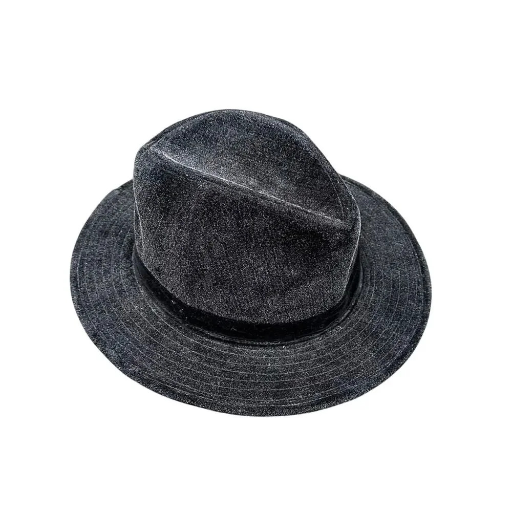LL Canto Italian Designer Men's Velvet Fedora Hat Grey‎